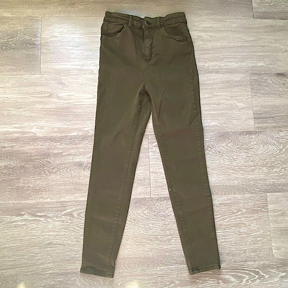 ZARA • High-Rise Stretchy Denim Skinny Jeans • Size W6 x L27 • Army Green - Picture 13 of 13